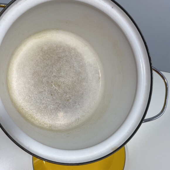 Vintage MCM Cathrineholm 8.5" Pot With Lid Lotus Yellow Norway, See Measurements - Picture 2 of 9